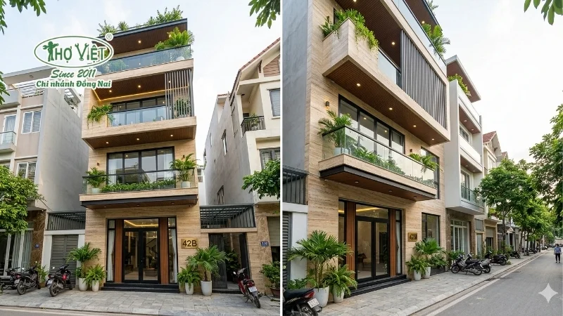 Mẫu ốp đá mặt tiền nhà ống đẹp theo phong cách