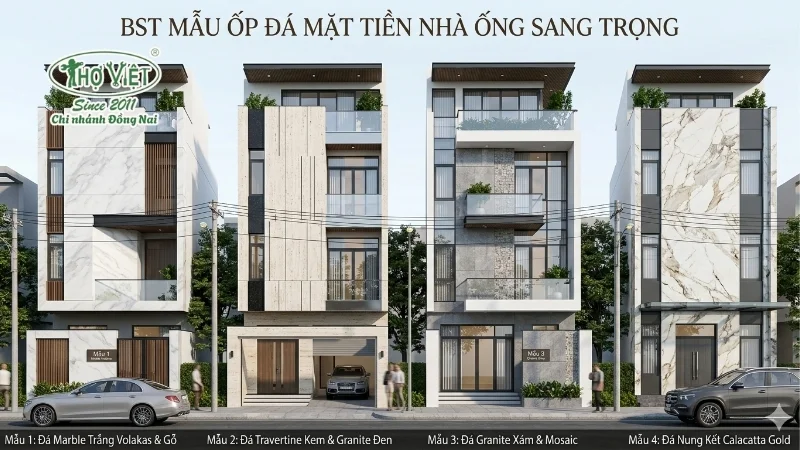 Mẫu ốp đá mặt tiền nhà ống đẹp theo phong cách
