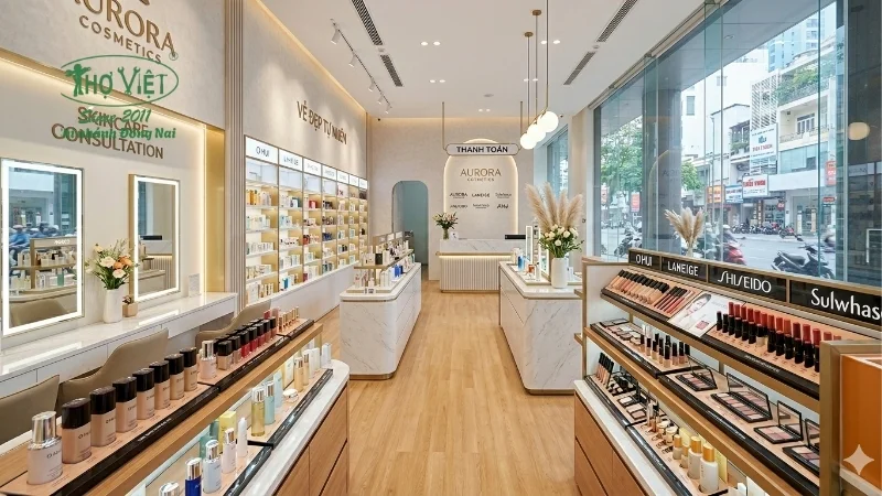 mẫu thiết kế showroom mỹ phẩm đẹp