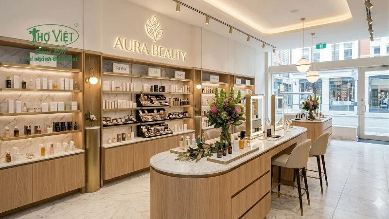 mẫu thiết kế showroom mỹ phẩm đẹp