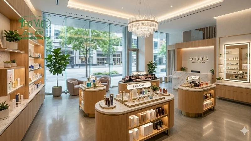 mẫu thiết kế showroom mỹ phẩm đẹp
