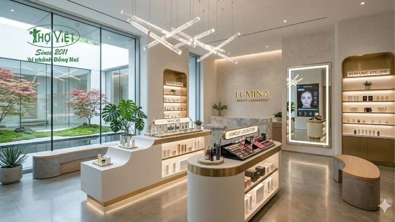 mẫu thiết kế showroom mỹ phẩm đẹp