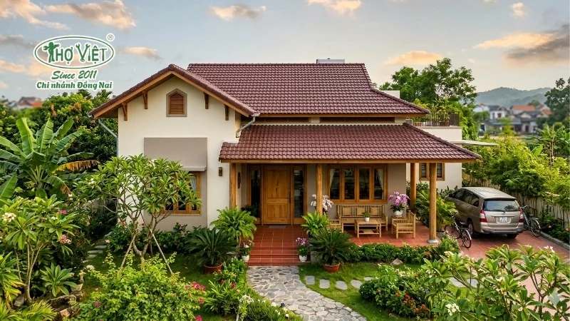 Nhà 1 tầng 4 phòng ngủ có sân vườn