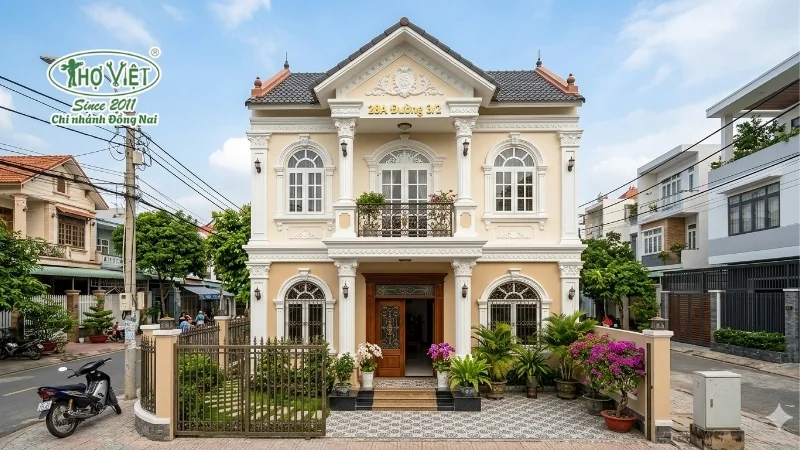 Nhà 1 trệt 1 lầu 5x15 phong cách tân cổ điển