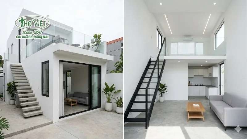 mẫu nhà 1 trệt 1 lửng đẹp cập nhật mới