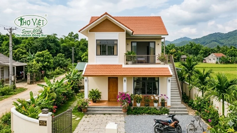 mẫu nhà 2 tầng nông thôn 400 triệu đẹp mới