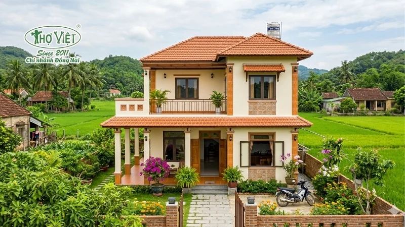mẫu nhà 2 tầng nông thôn 400 triệu đẹp mới