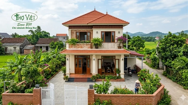 mẫu nhà 2 tầng nông thôn 400 triệu đẹp mới