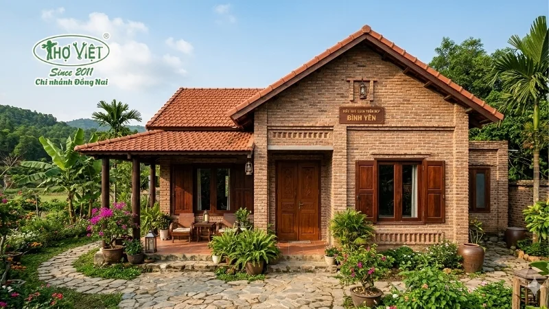 50+ mẫu nhà xây gạch không tô độc đáo và ấn tượng 4 Mẫu nhà cấp 4 xây gạch không tô