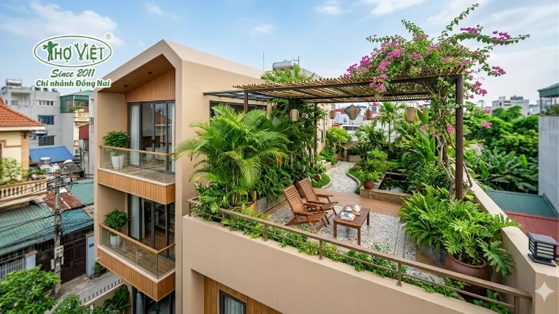 Mẫu nhà có sân thượng đẹp thiết kế ấn tượng