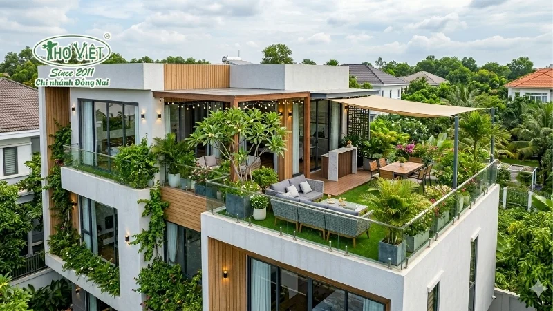 Mẫu nhà có sân thượng đẹp thiết kế ấn tượng