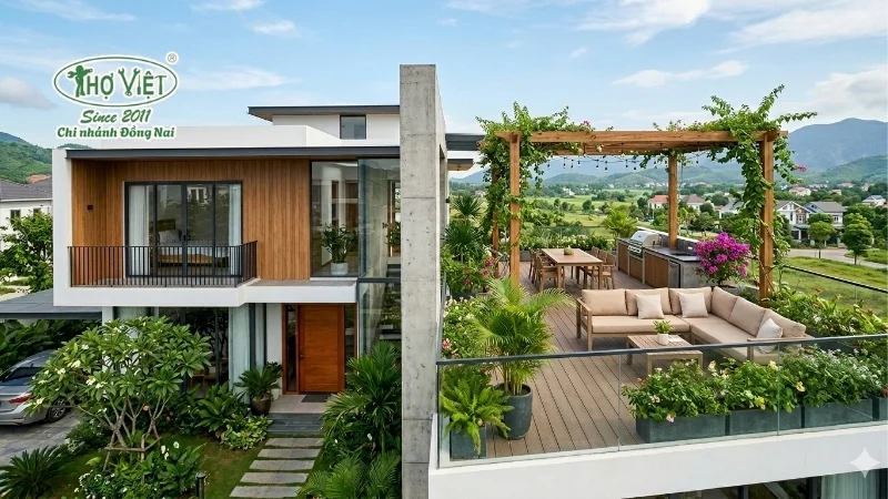 Mẫu nhà có sân thượng đẹp thiết kế ấn tượng