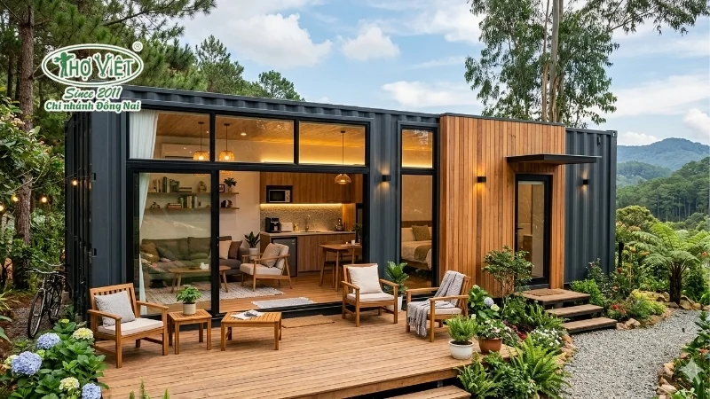Nhà container 1 tầng đơn giản