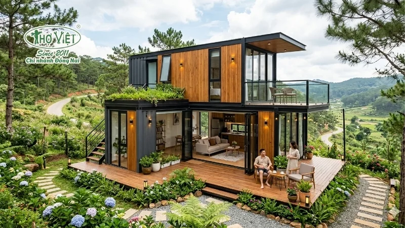 Nhà container kết hợp sân vườn