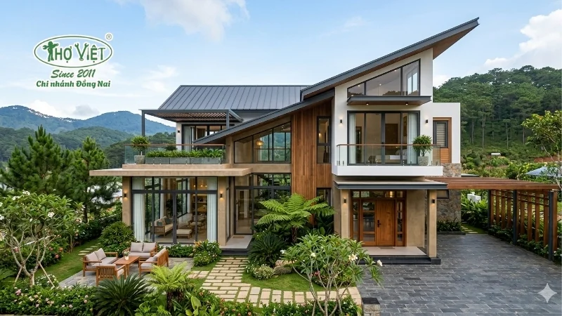 Nhà mái lệch kết hợp không gian xanh