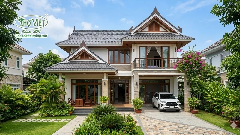50+ mẫu nhà 2 tầng mái thái 100m2 đẹp tiện nghi 3 Nhà 2 tầng mái Thái phong cách hiện đại