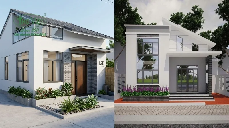 Nhà ống 1 tầng phong cách hiện đại