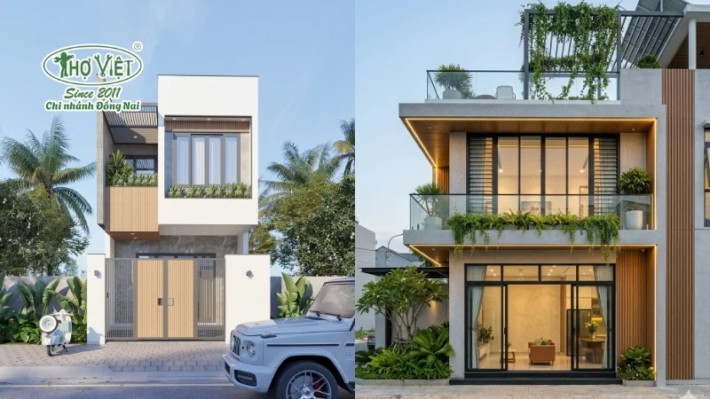 Nhà ống 2 tầng 5x20m phong cách hiện đại