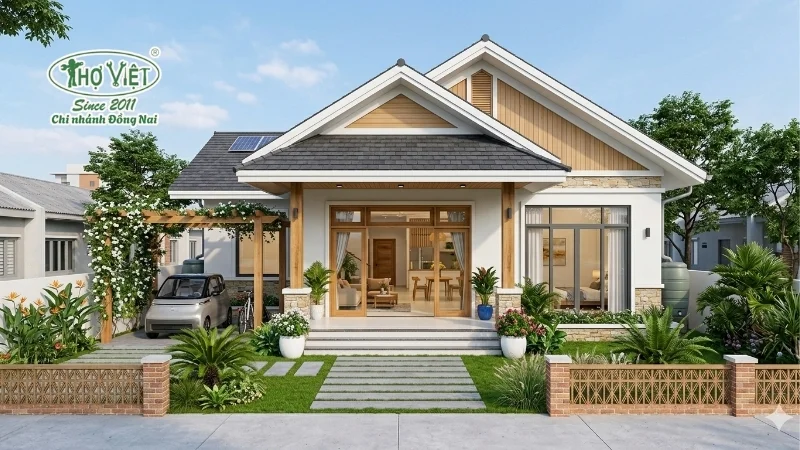 50+ mẫu nhà phố 1 tầng đẹp tiện nghi 4 Nhà phố 1 tầng có sân vườn