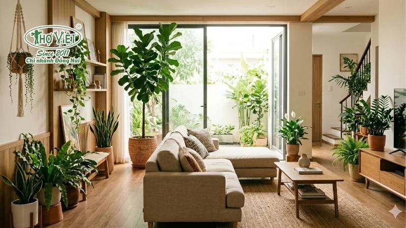 50+ mẫu phòng khách đẹp hiện đại đẹp và thoáng 3 Phòng khách kết hợp cây xanh