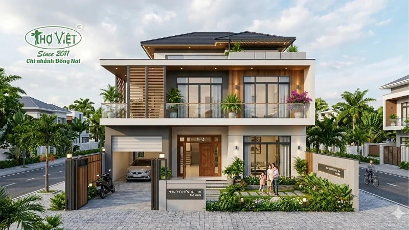 Mẫu nhà 2 tầng mặt tiền 8m hiện đại có gì nổi bật?