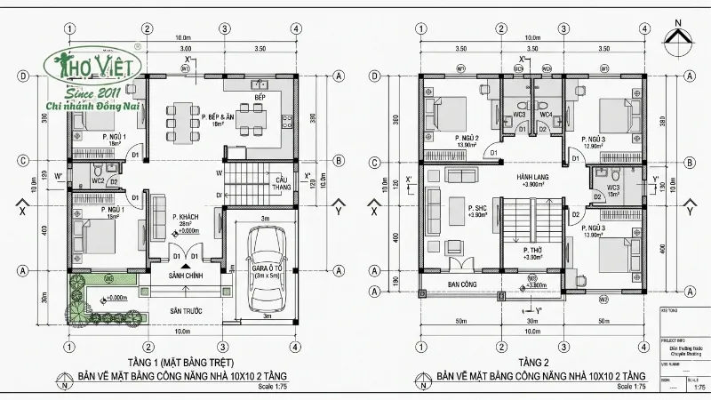 55+ mẫu nhà 10x10 2 tầng đẹp xem là mê 5 Bản vẽ mặt bằng công năng nhà 10x10 2 tầng