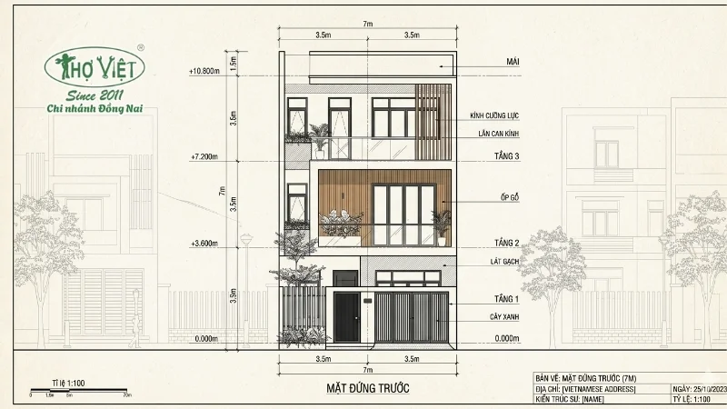 50+ mẫu nhà mặt tiền 7m 3 tầng không lo lỗi thời 6 Bản vẽ nhà mặt tiền 7m 3 tầng