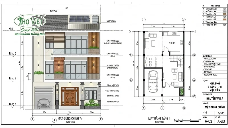 50+ mẫu nhà mặt tiền 7m 3 tầng không lo lỗi thời 9 Bản vẽ nhà mặt tiền 7m 3 tầng