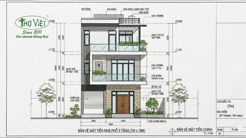 50+ mẫu nhà mặt tiền 7m 3 tầng không lo lỗi thời 5 Bản vẽ nhà mặt tiền 7m 3 tầng