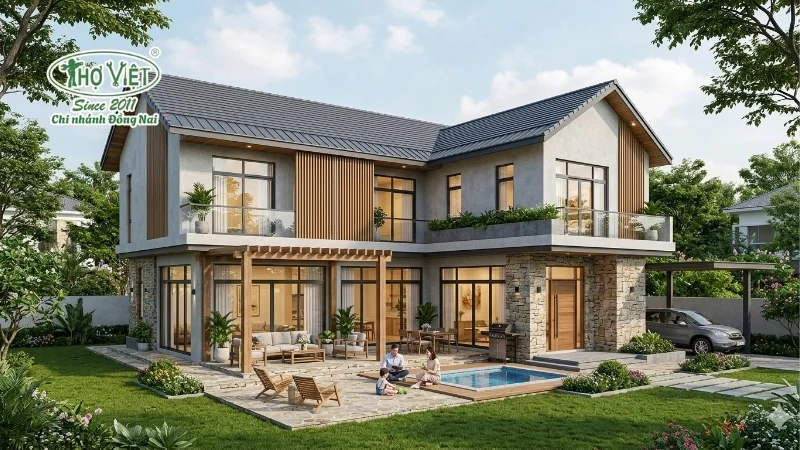 Lưu ý khi thi công nhà 2 tầng chữ L 120m2