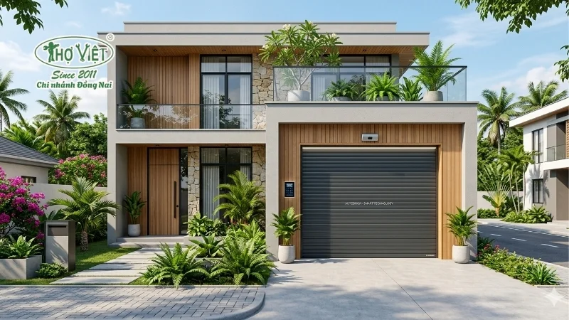 mẫu nhà có cửa cuốn đẹp an toàn