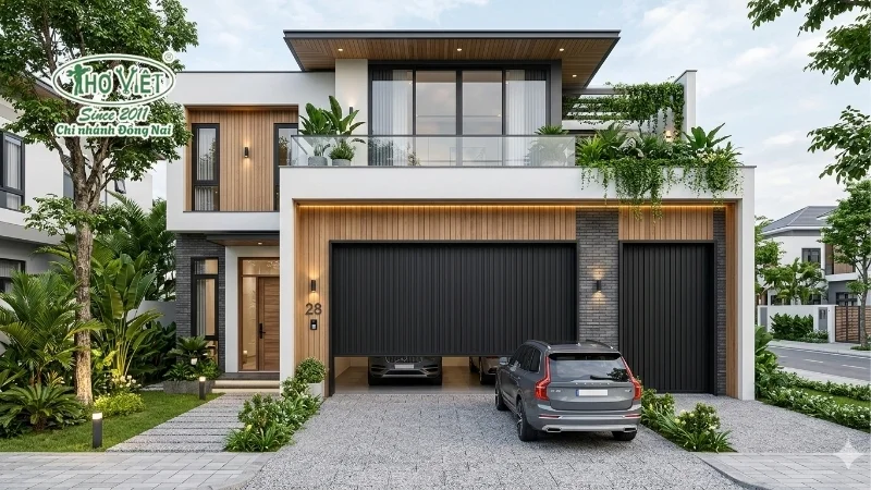 mẫu nhà có cửa cuốn đẹp an toàn