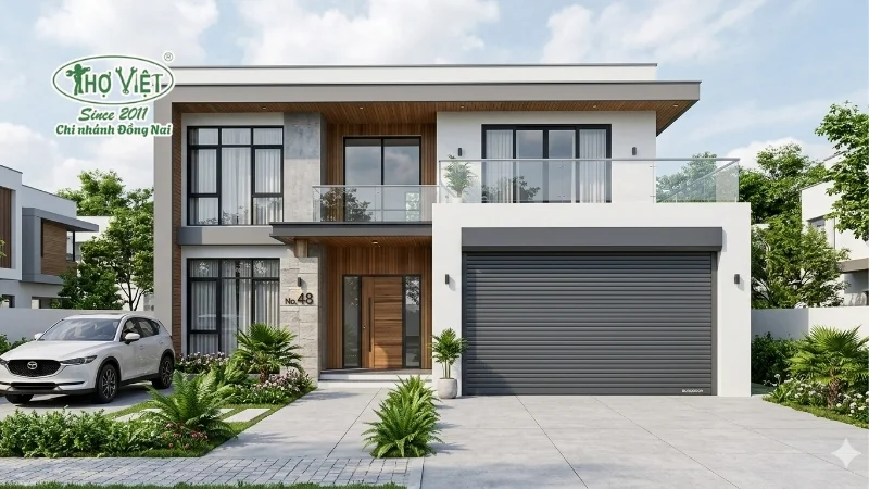 mẫu nhà có cửa cuốn đẹp an toàn