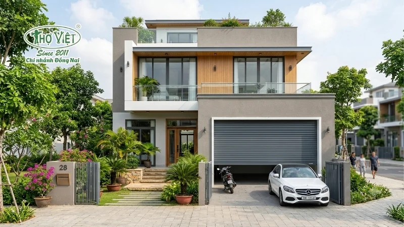 mẫu nhà có cửa cuốn đẹp an toàn