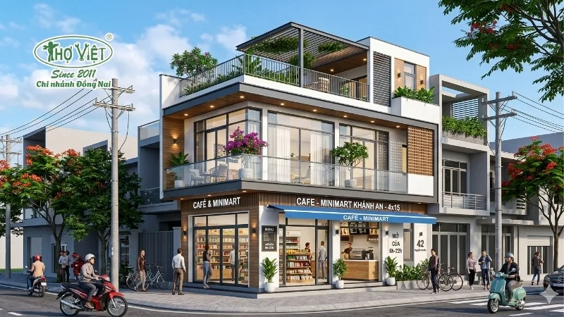 mẫu nhà 1 trệt 2 lầu 4x15 đáng xây