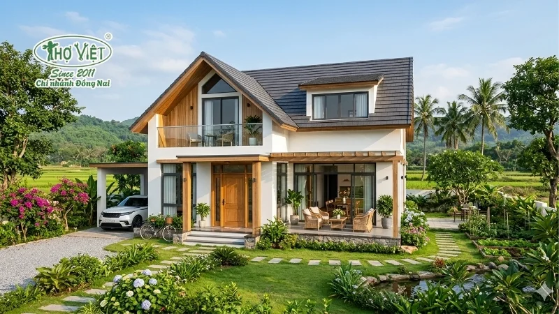mẫu nhà 1.5 tầng nông thôn đẹp bền vững