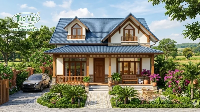 mẫu nhà 1.5 tầng nông thôn đẹp bền vững