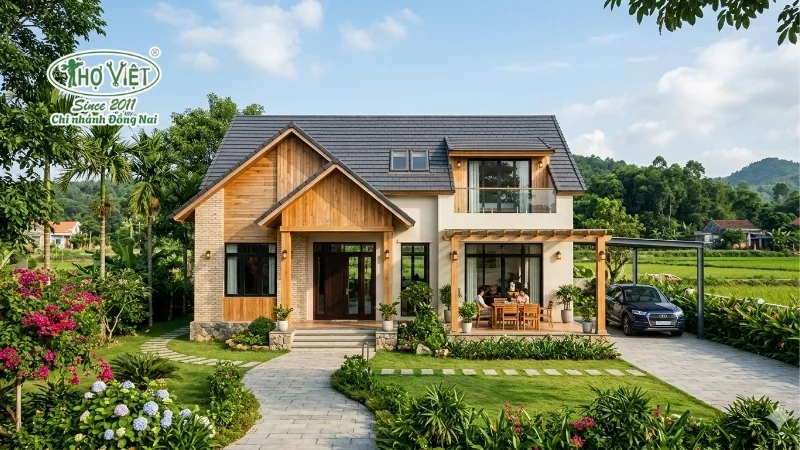 mẫu nhà 1.5 tầng nông thôn đẹp bền vững
