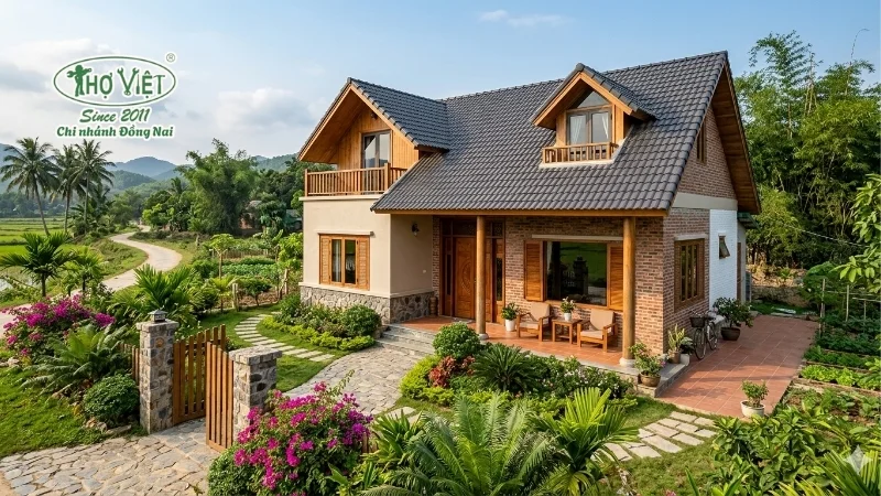 mẫu nhà 1.5 tầng nông thôn đẹp bền vững