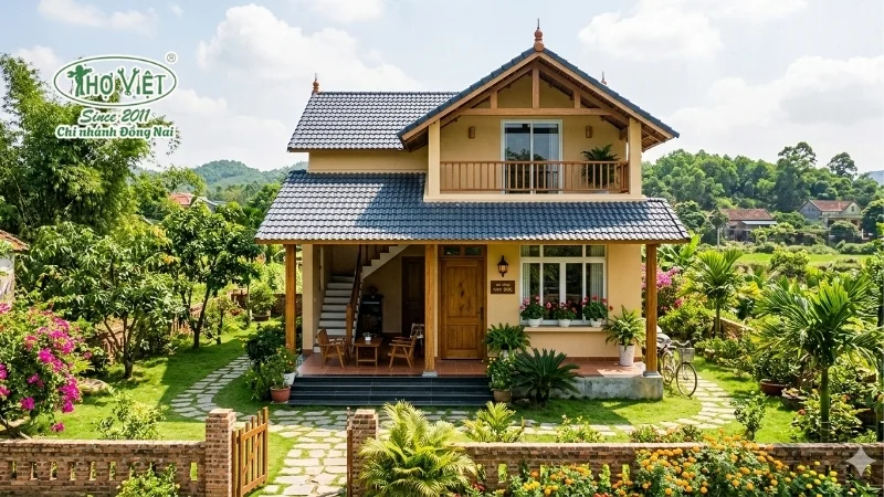 mẫu nhà 1.5 tầng nông thôn đẹp bền vững