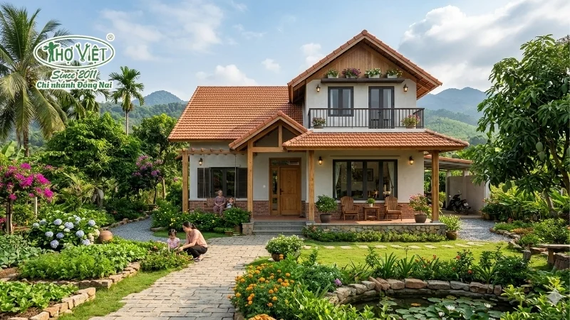 mẫu nhà 1.5 tầng nông thôn đẹp bền vững