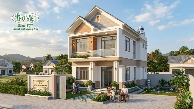 mẫu nhà 2 tầng đẹp giá 700 triệu theo phong cách