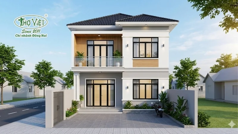 mẫu nhà 2 tầng đẹp giá 700 triệu theo phong cách
