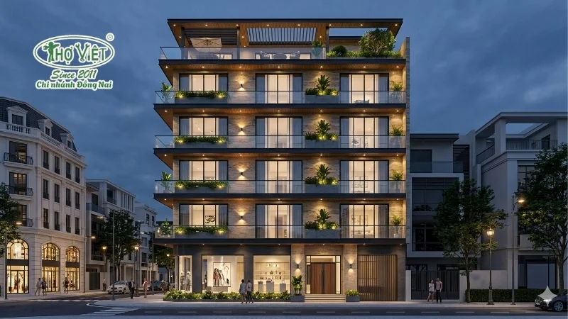 mẫu nhà 6 tầng thiết kế sang trọng và tiện nghi