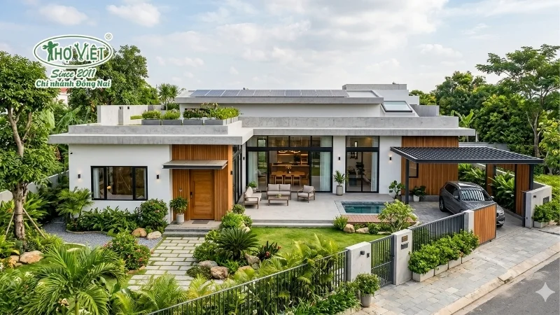 mẫu nhà mái bằng 1 tầng đẹp tinh gọn