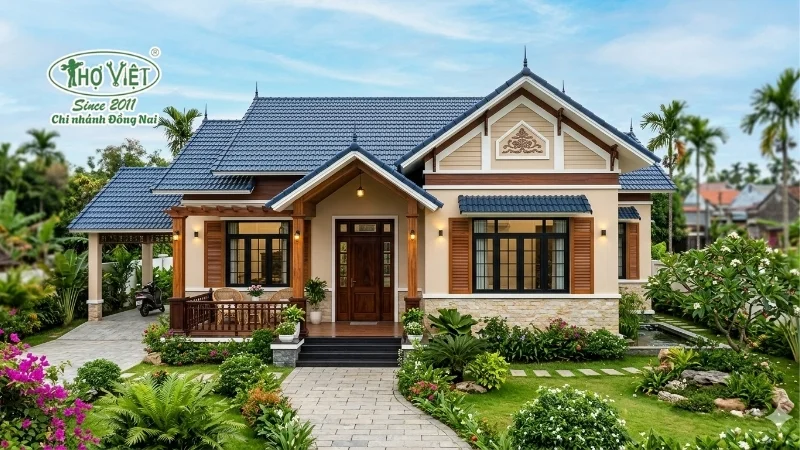 mẫu nhà mái thái 1 tầng 100m2 được săn đón