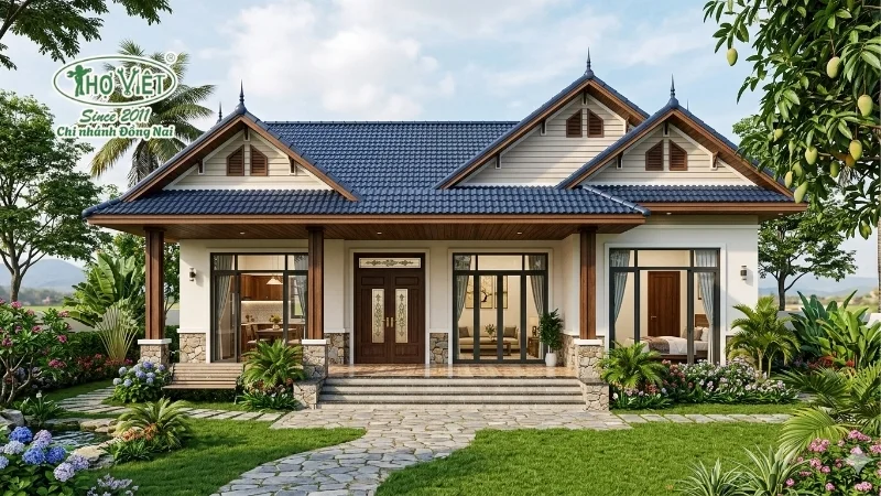 mẫu nhà mái thái 1 tầng 100m2 được săn đón