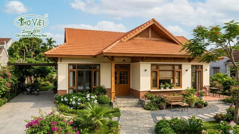 mẫu nhà mái thái 1 tầng 100m2 được săn đón