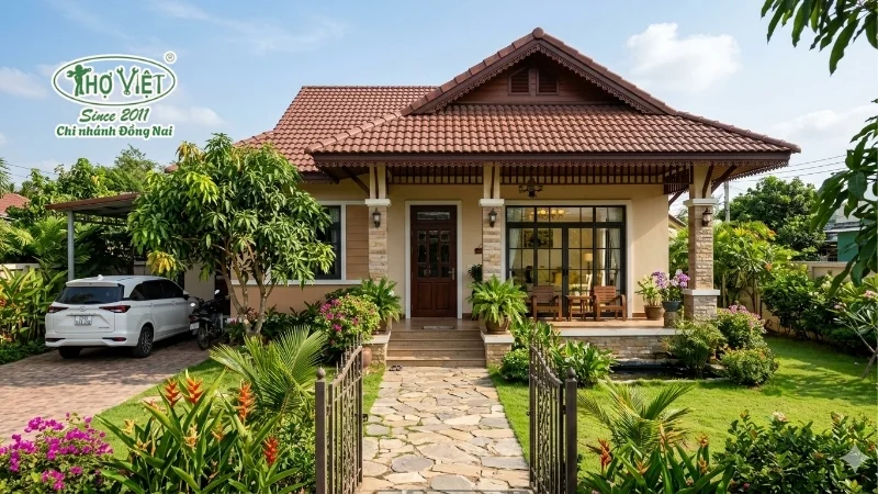 mẫu nhà mái thái 1 tầng 100m2 được săn đón
