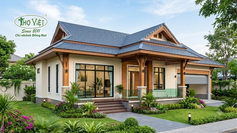 mẫu nhà mái thái 1 tầng 100m2 được săn đón